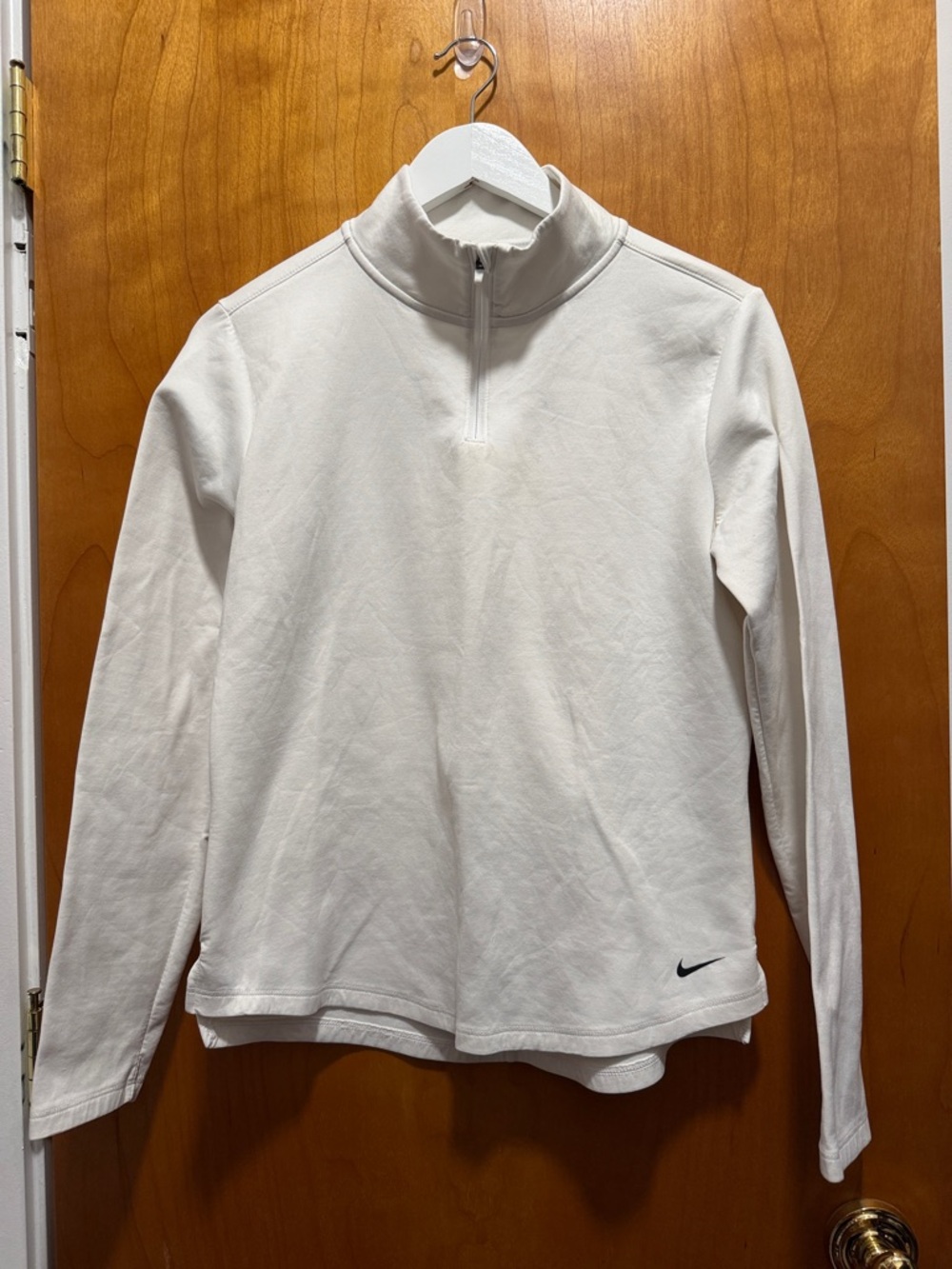 Nike Cream Long-Sleeve Quarter-Zip Pullover with Swoosh